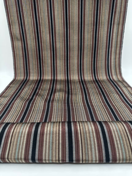 Brown Black Striped Silk Fabric, Kutnu Fabric By The Meter.