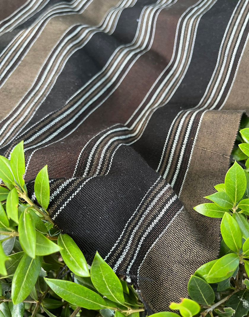 Tissu en coton lin adouci lourd par cour 240g/m2 - Rembourrage rayé style français - Tissus d'ameublement naturels.