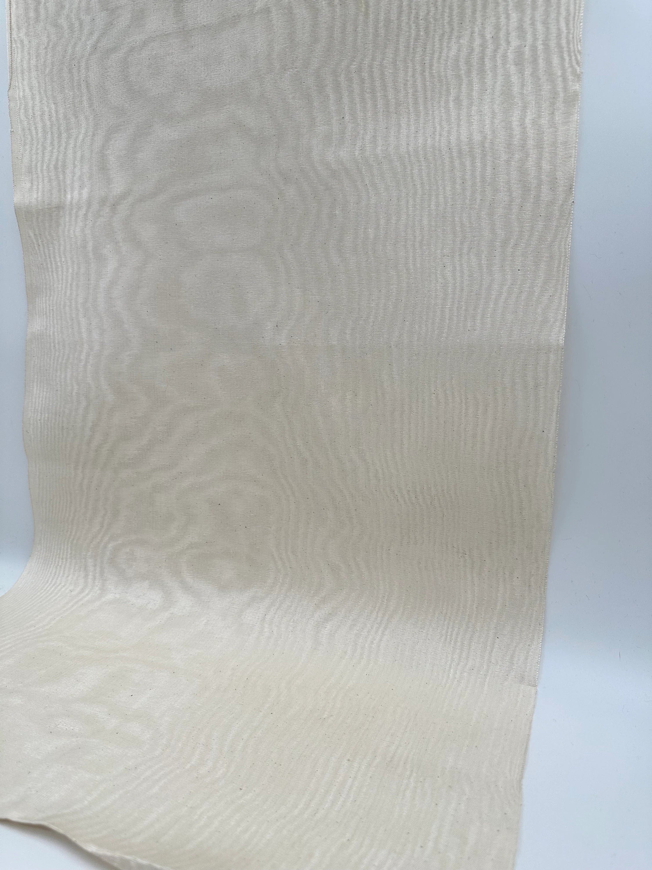 Ecru White Silk Moire For Home Textile Interior Fabrics, Watermark Pattern.