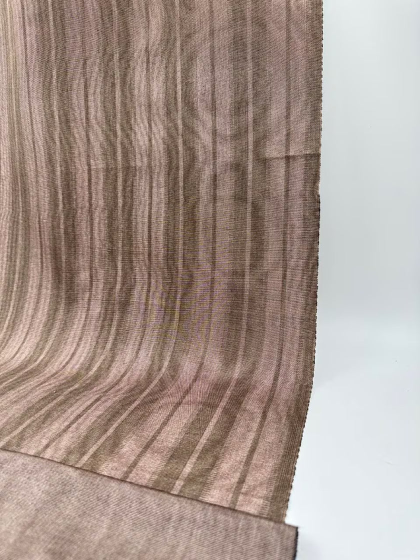 Çizgili İpek Moiré Kumaş, Metreyle El Dokuma Kumaş, Kahverengi Bej Tonları. Lüks Kumaşlar, İç Mekan Kumaşları.