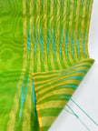 Green Ikat Stripes Luxurious Silk Moire, Home Textile Interior Fabrics, Watermark Pattern.