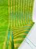 Green Ikat Stripes Luxurious Silk Moire, Home Textile Interior Fabrics, Watermark Pattern.