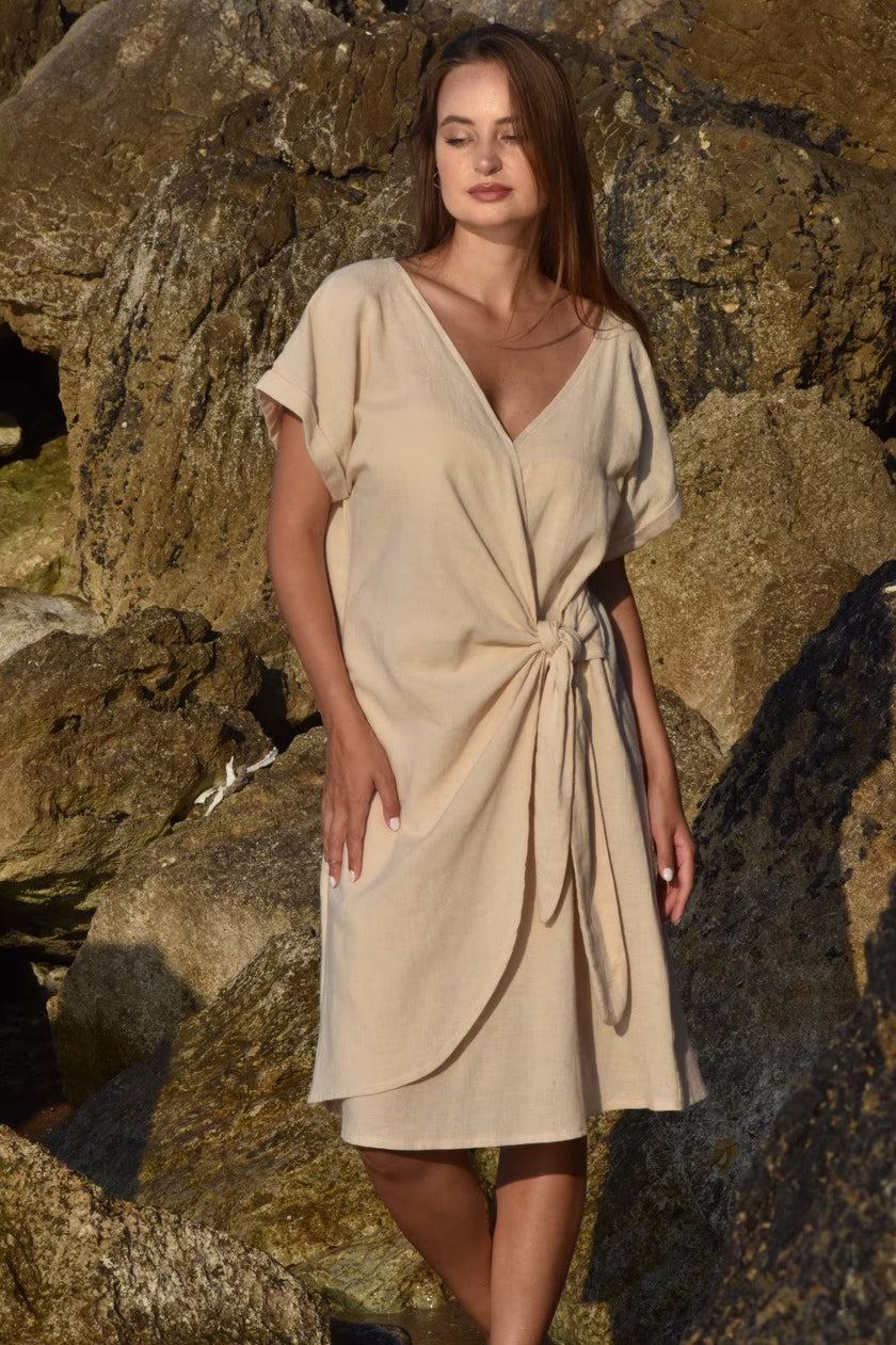 Nötr Ağartılmamış Keten Organik Pamuk Karışımlı Kumaş Metre Fiyatı, Genişlik 150 cm. %50 Keten %50 Pamuk, Softhand Fluid Keten Kumaş.