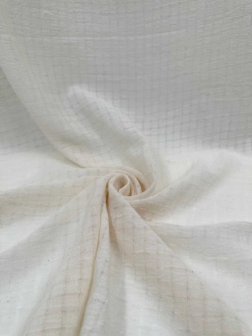 Check Weave Sheer Neutral Cotton Fabric