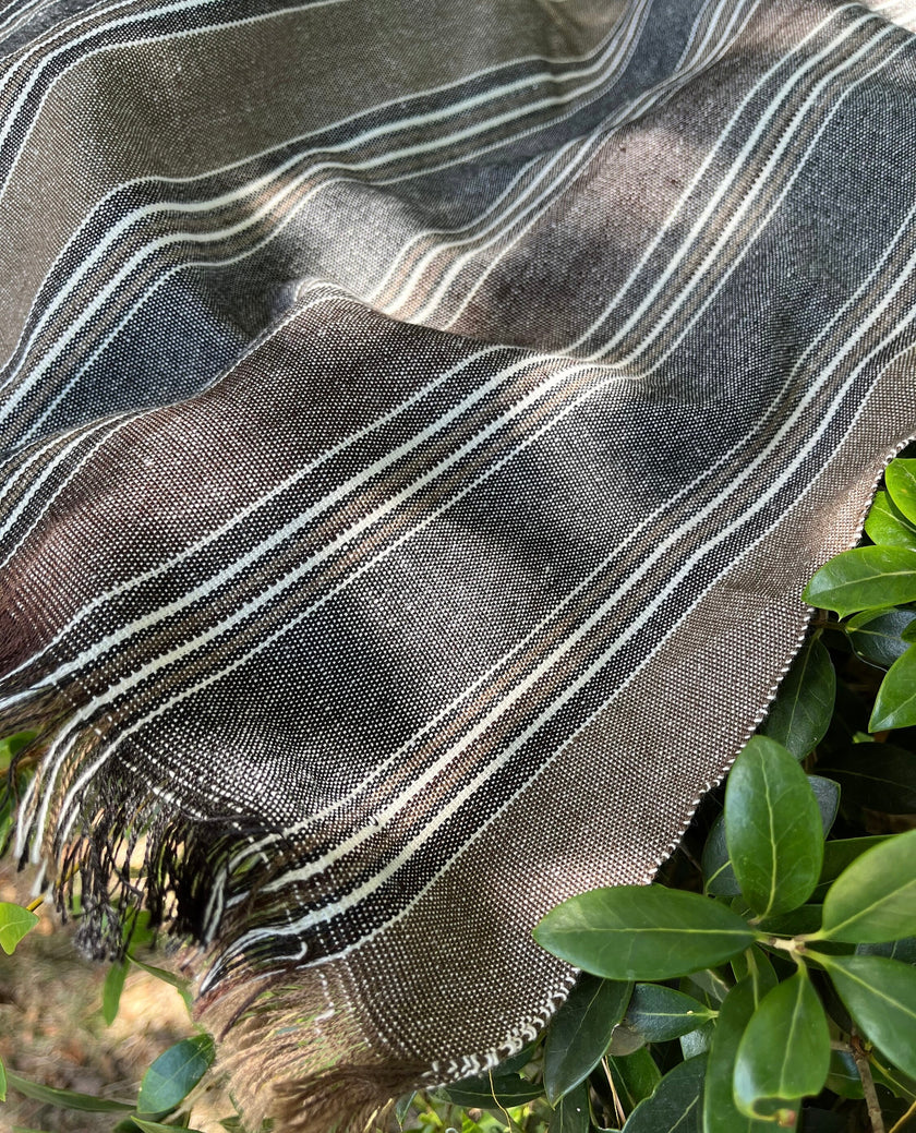 Tissu en coton lin adouci lourd par cour 240g/m2 - Rembourrage rayé style français - Tissus d'ameublement naturels.