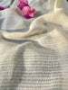 Hollow Gauze Organic Cotton Fabric,Beige White Herringbone Pattern Sheer