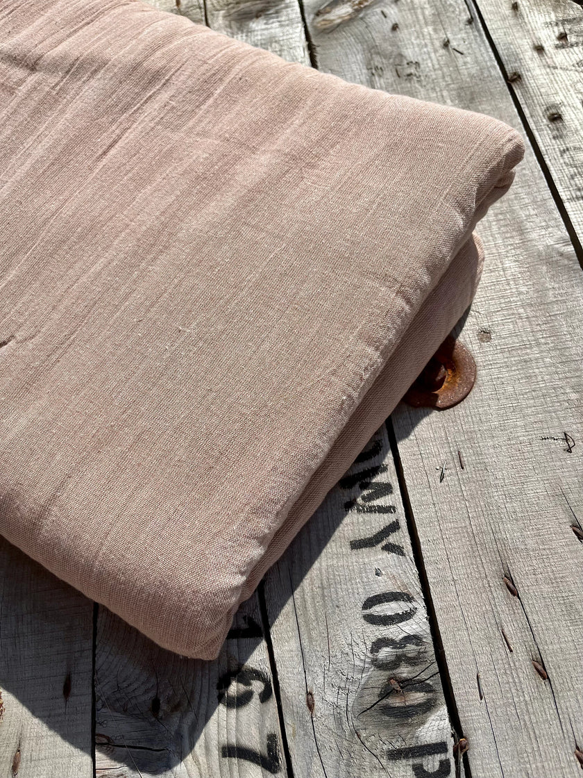 Keten Tül Ağartılmamış / Açık Kahverengi Doğal Kumaş, Metre ile Açık Dokuma Dokulu Organik Pamuk Keten Karışımlı Kumaş.