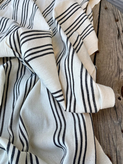 Softened Linen Cotton Fabric By The Yard With Stripes