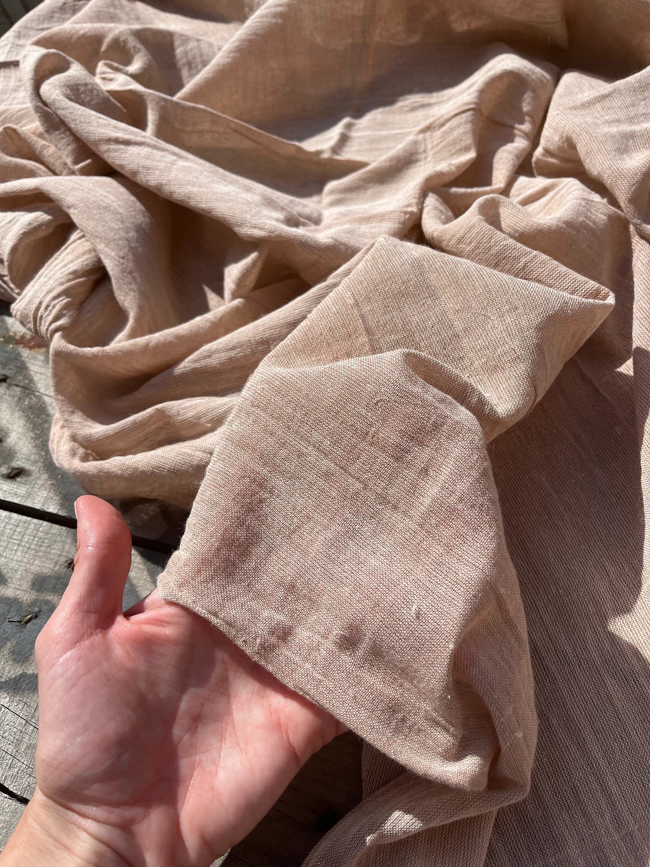 Linen Gauze Unbleached / Light Brown Natural Fabric.