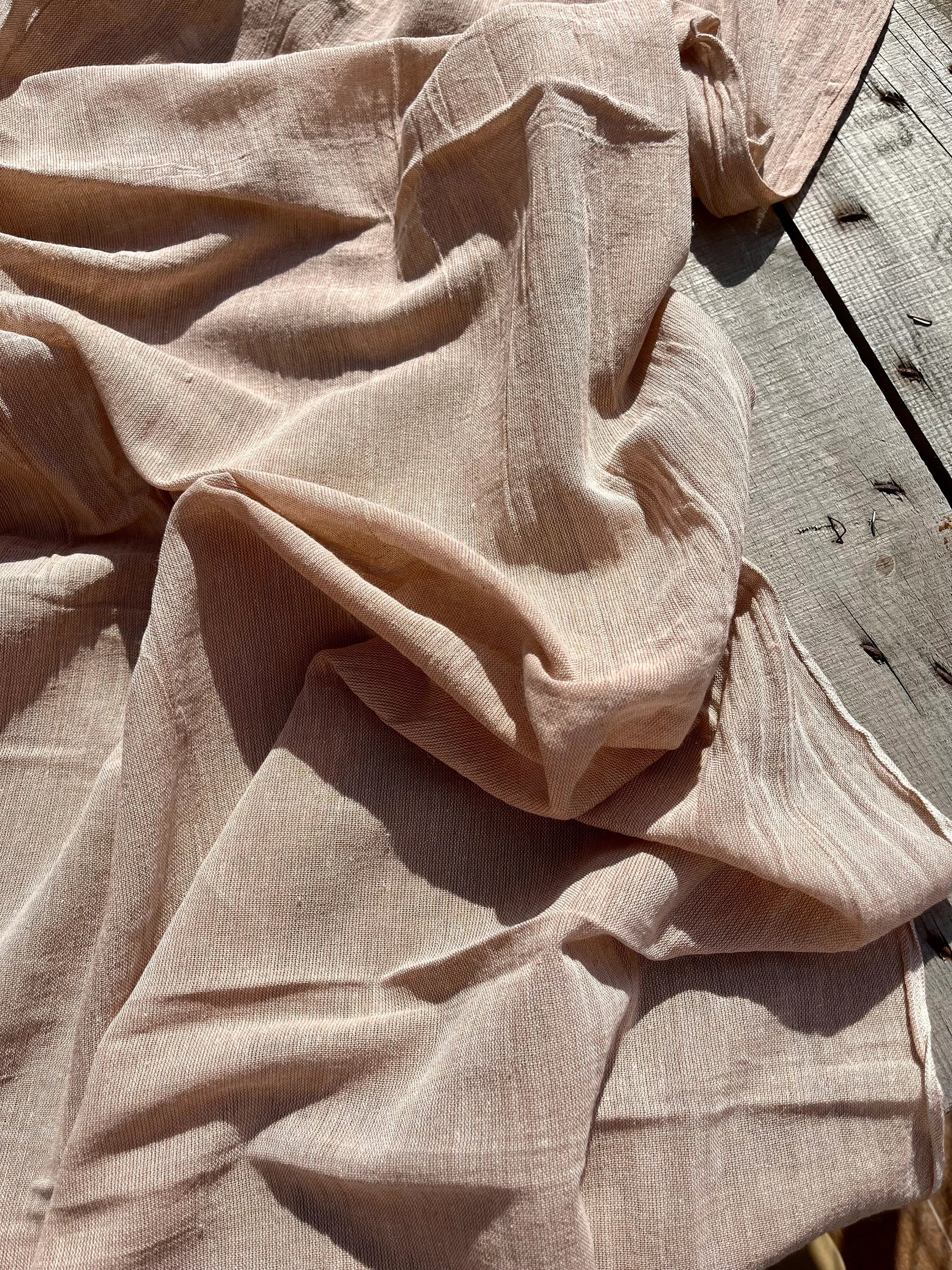 Linen Gauze Unbleached / Light Brown Natural Fabric.