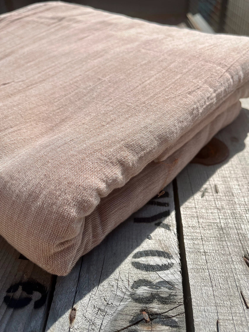 Keten Tül Ağartılmamış / Açık Kahverengi Doğal Kumaş, Metre ile Açık Dokuma Dokulu Organik Pamuk Keten Karışımlı Kumaş.