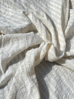 Wrinkled Softened Linen Cotton Fabric By The Yard With Stripes