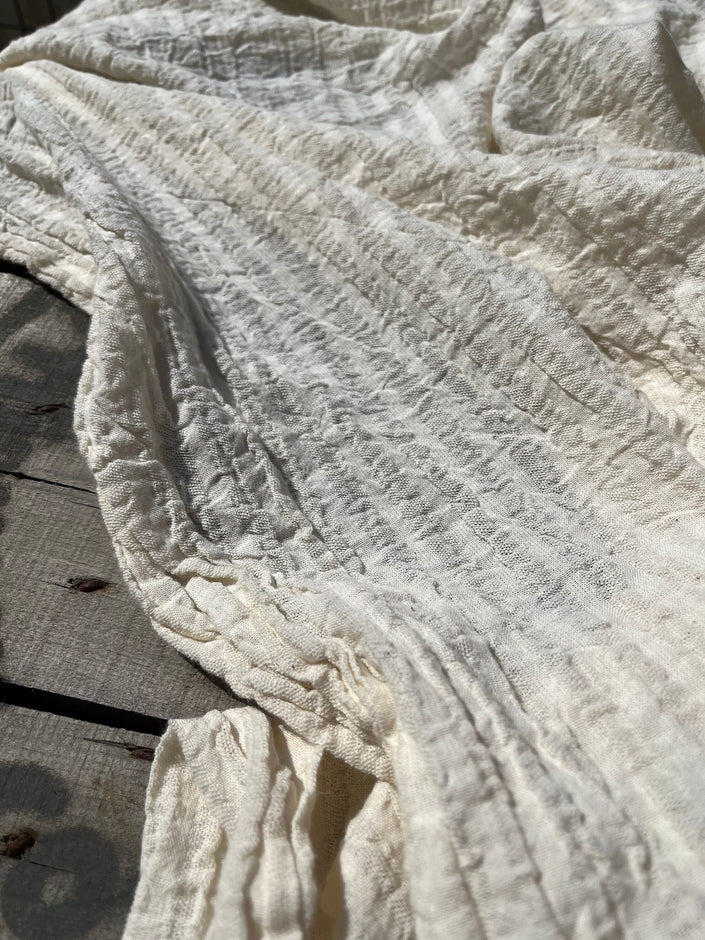 Wrinkled Softened Linen Cotton Fabric By The Yard With Stripes