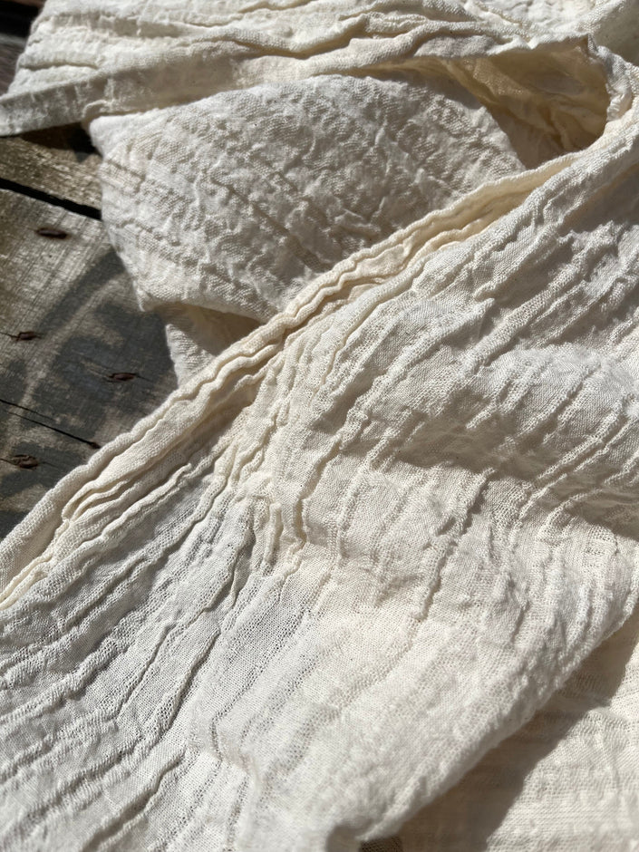 Wrinkled Softened Linen Cotton Fabric By The Yard With Stripes