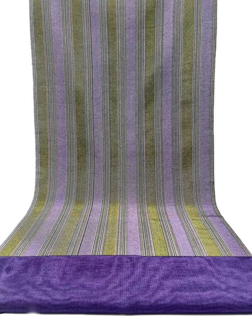 Mor Yeşil Çizgili Lüks İpek Döşeme Osmanlı Başlık, Ev Tekstili İç Mekan Kumaşları: Yastık Kılıfları, Kimono Esintili Tasarımlar, Saten İpek Şantung.