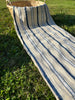 Rustic Narrow Ticking Linen With Indigo Blue White Stripes, Vintage Linen.