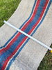 Antique Hemp Fabric, Rustic Hand Knitted Fabric With Stripes.