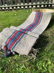Antique Hemp Fabric, Rustic Hand Knitted Fabric With Stripes.