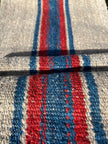 Antique Hemp Fabric, Rustic Hand Knitted Fabric With Stripes.