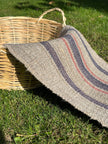 Antique Fabric, Rustic Handwoven Fabric With Stripes.