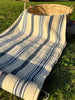 Rustic Narrow Ticking Linen With Indigo Blue White Stripes.