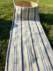 Rustic Narrow Ticking Linen With Indigo Blue White Stripes, Vintage Linen.