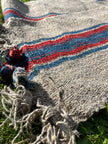 Antique Hemp Fabric, Rustic Hand Knitted Fabric With Stripes.