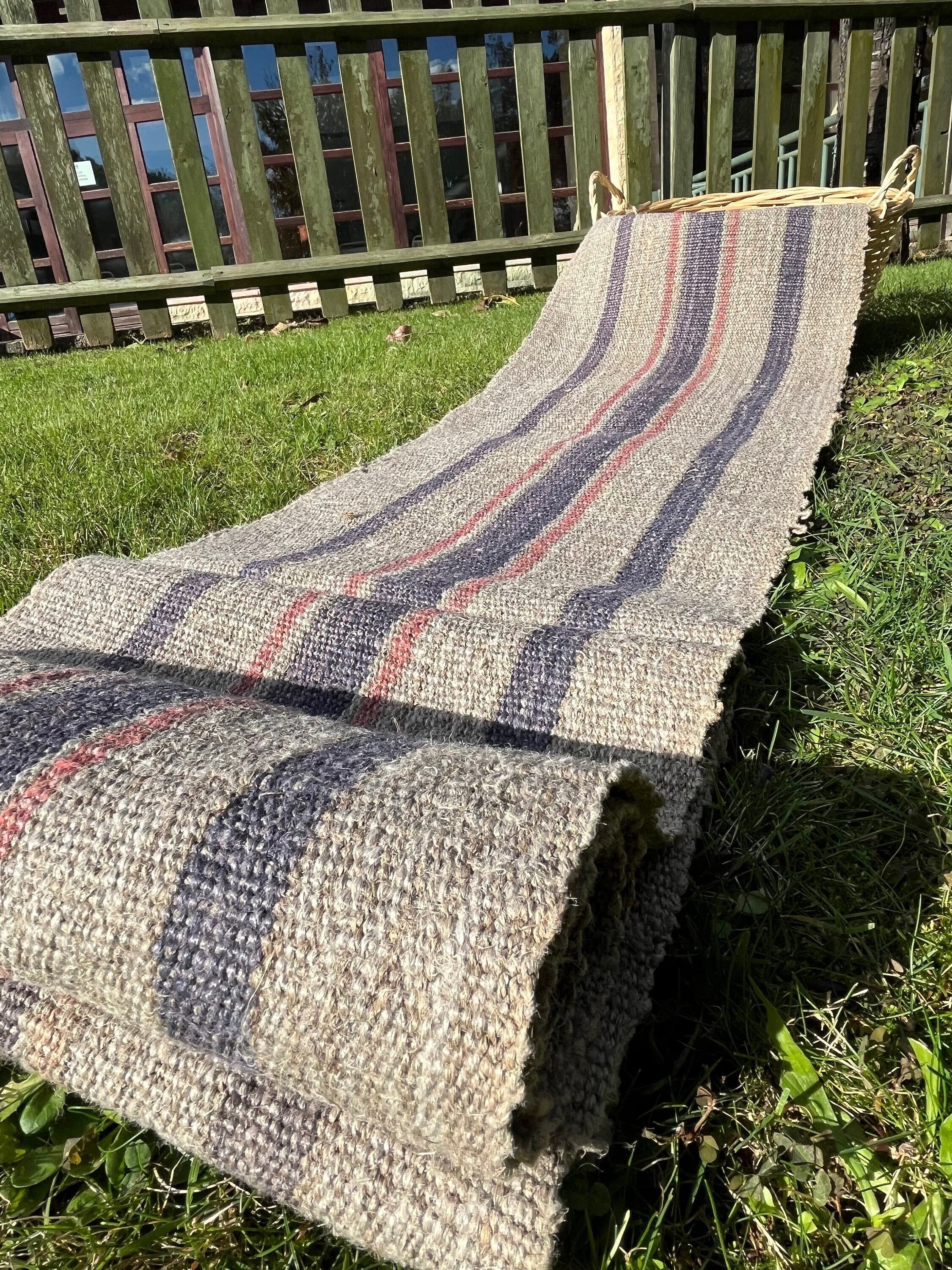 Antique Fabric, Rustic Handwoven Fabric With Stripes. – Anatolian Textures.