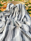 Sile Cloth Cotton Natural Fabric With Black Stripes.