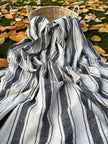 Sile Cloth Cotton Natural Fabric With Black Stripes.