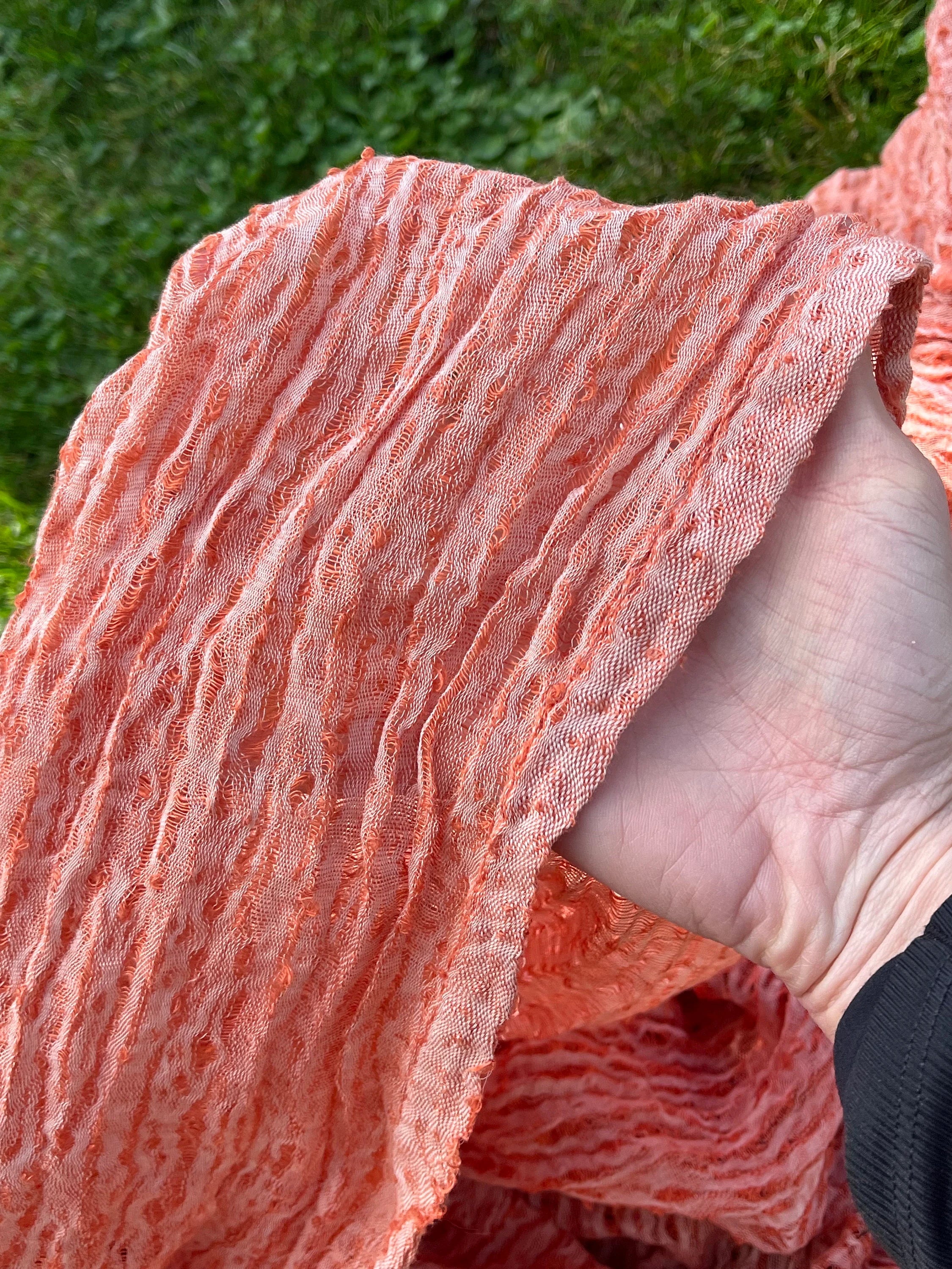 Pastel Orange Linen Fabric By The Yard, Textured Natural Fabrics.