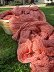 Pastel Orange Linen Fabric By The Yard, Textured Natural Fabrics.