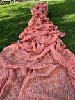 Pastel Orange Linen Fabric By The Yard, Textured Natural Fabrics.