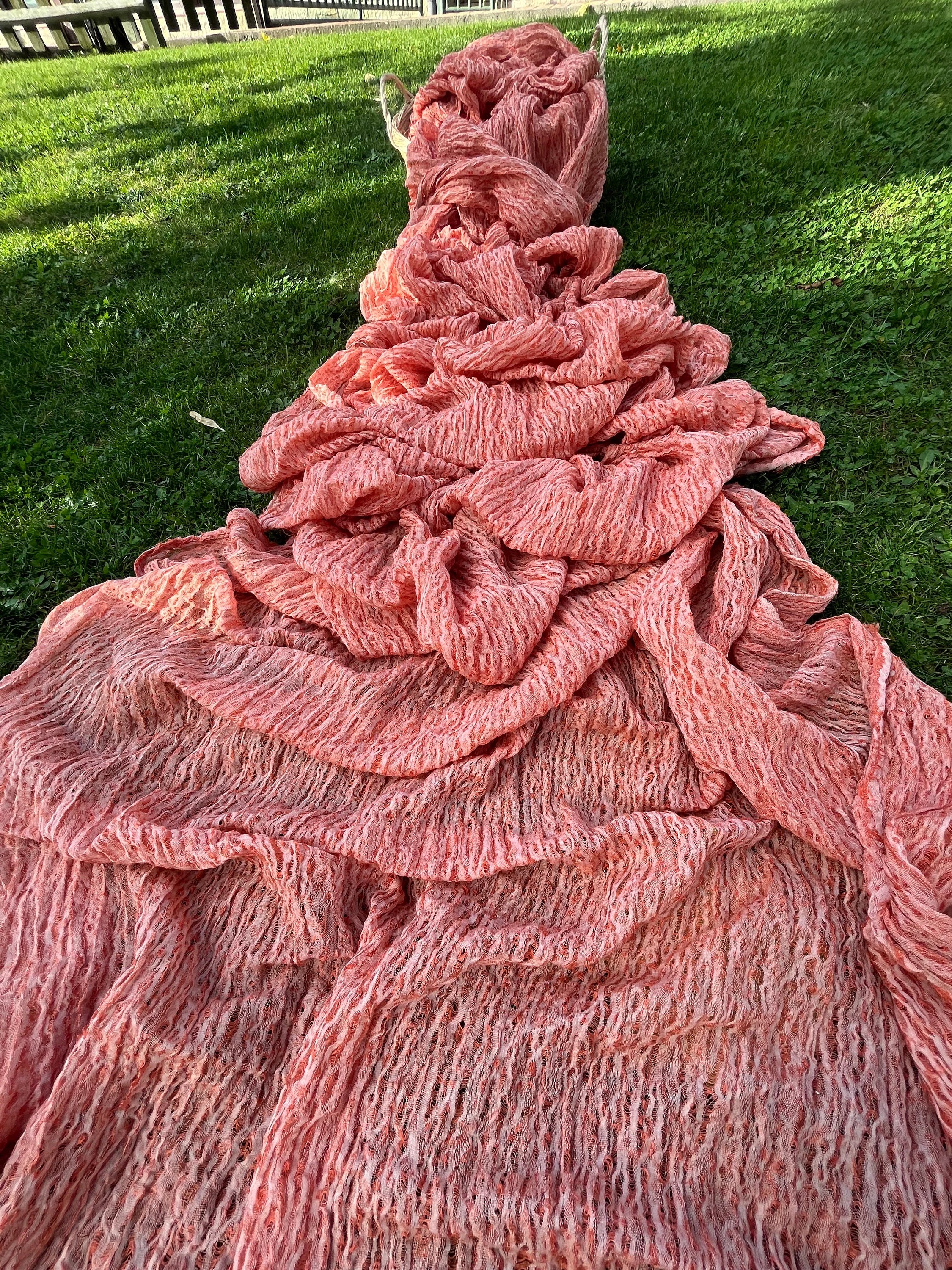 Pastel Orange Linen Fabric By The Yard, Textured Natural Fabrics.