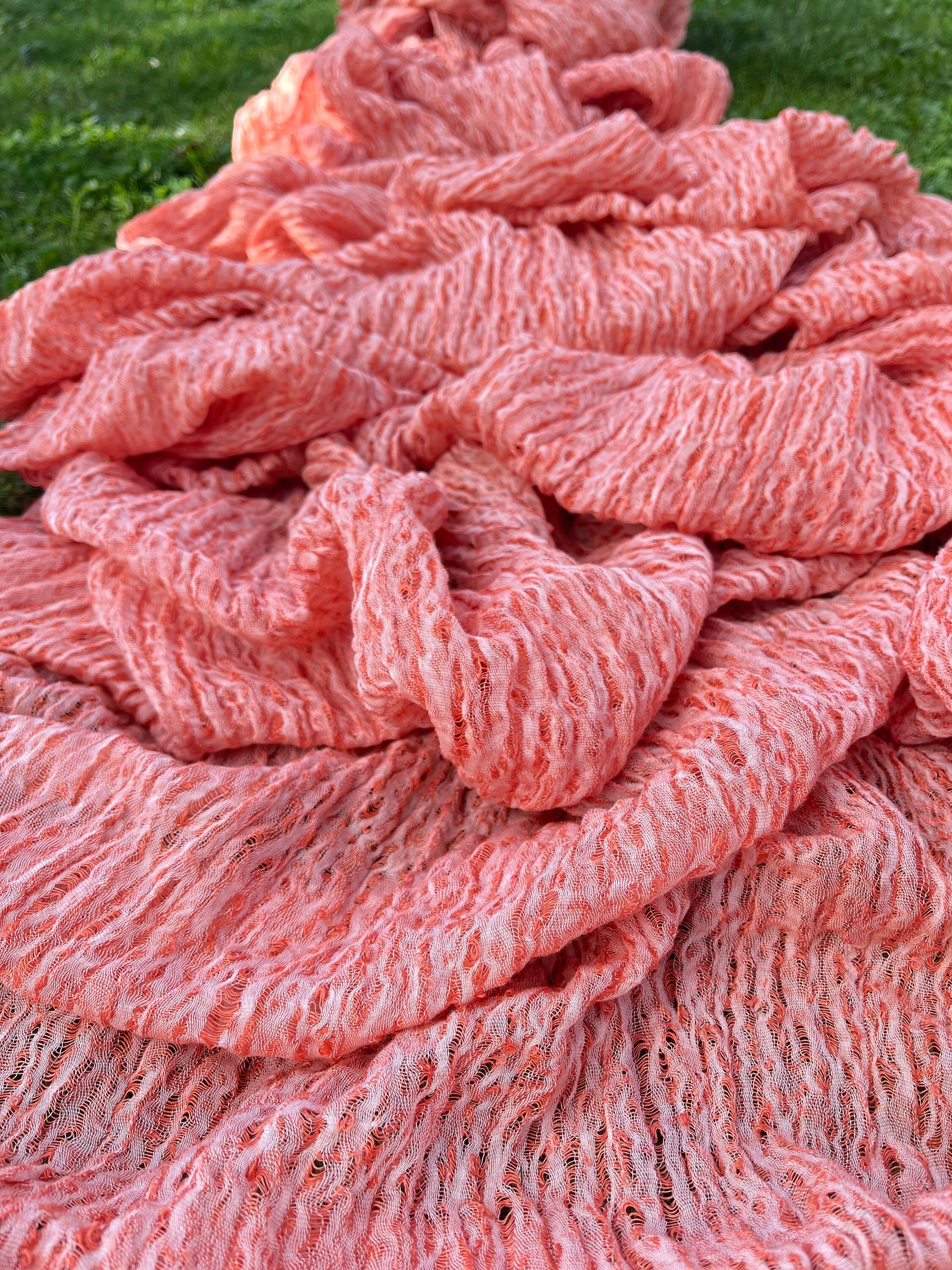 Pastel Orange Linen Fabric By The Yard, Textured Natural Fabrics.