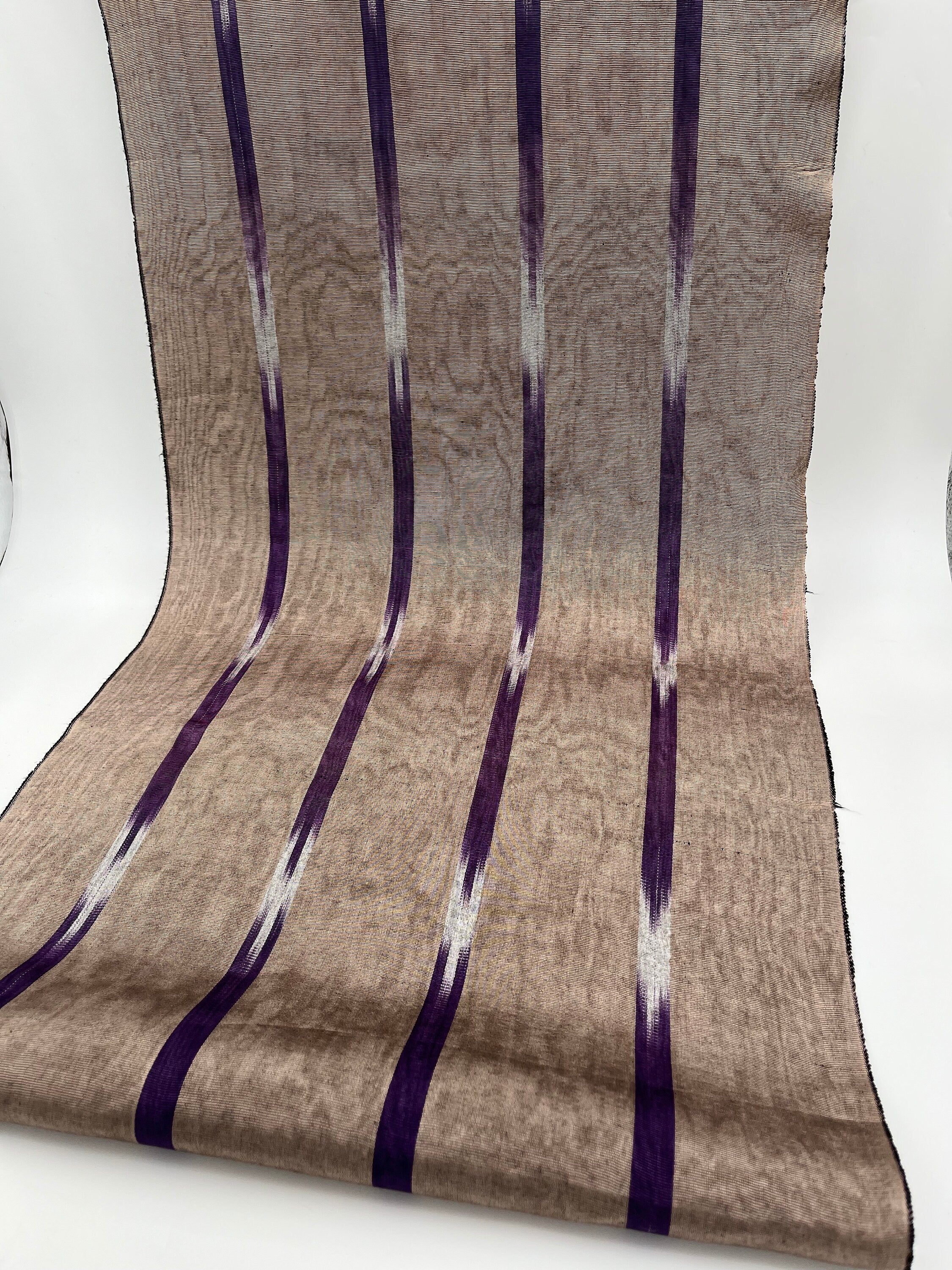 Ikat Purple Striped Silk Upholstery Home Textile Interior Fabrics Moire.