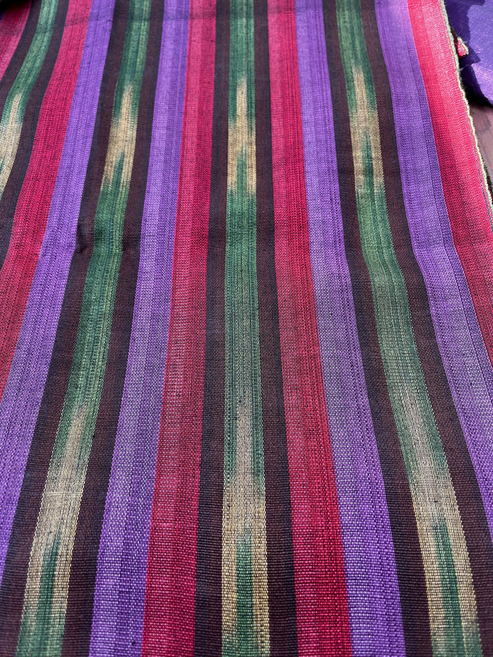 Purple Red Ikat Striped Silk Home Textile Interior Fabrics.