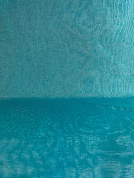 Turquoise Blue Silk Moire Home Textile Interior Fabrics Watermark Pattern.