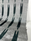 Ikat Silver Green Striped Silk Home Textile Interior Fabrics Moire, Watermark Pattern.