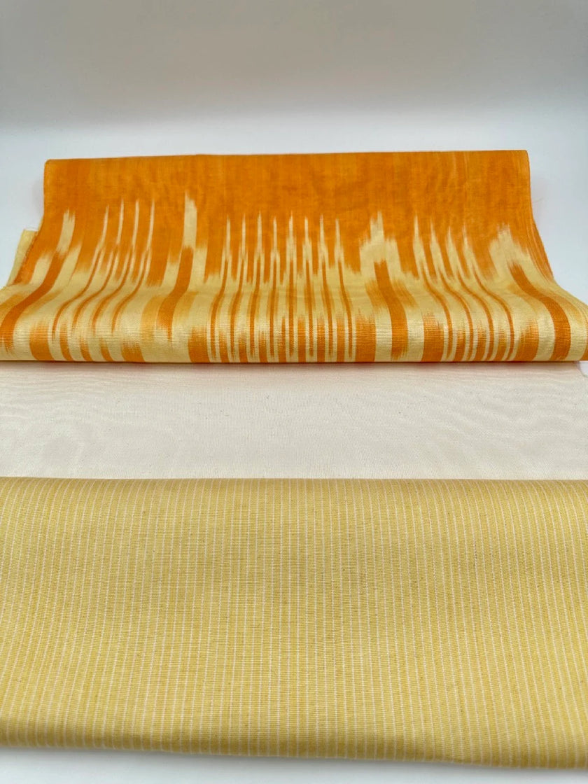 Pin Sarı Çizgili Lüks İpek Döşeme Osmanlı Başlık, Ev Tekstili İç Mekan Kumaşları: Yastık Kılıfları, Kimono Esintili Tasarımlar, İpek Şantung.