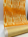 Ikat Yellow Striped Silk Home Textile Interior Fabrics Moire, Watermark Pattern.