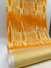 Ikat Yellow Striped Silk Home Textile Interior Fabrics Moire, Watermark Pattern.