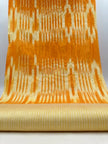 Ikat Yellow Striped Silk Home Textile Interior Fabrics Moire, Watermark Pattern.