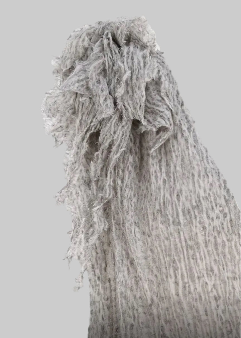 Metreyle Açık Gri Keten Kumaş, Organik Pamuklu Kumaş, Dokulu El Dokuma Yarı Şeffaf Doğal Kumaşlar.