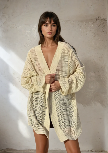 Tissu froissé en coton turc texturé neutre : qualité unique pour les robes d'été kimono, les tenues de nouveau-né | Options de gaze, transparentes et extensibles